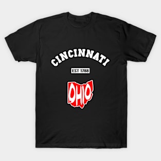 ⚾ Cincinnati Ohio Strong, Red and White Map, Est 1788, City Pride T-Shirt